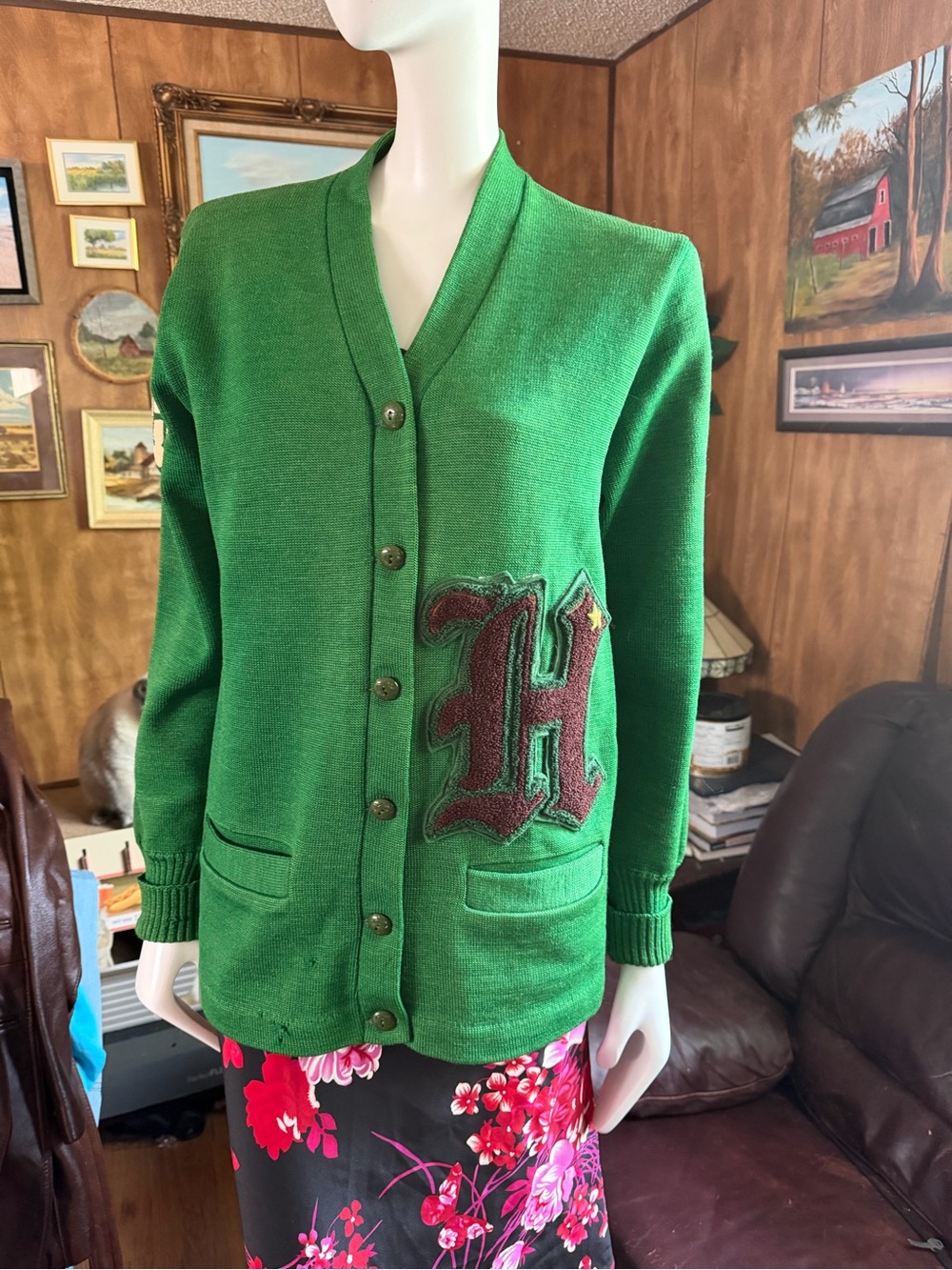 Vintage Wool Letterman-Style Sweater